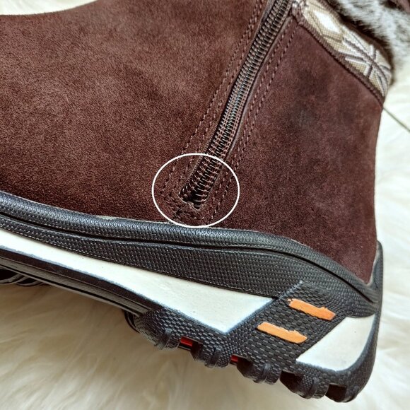 Brown Real Fur Suede Side Zipper Winter Boots (38 EU) - Picture 12 of 16